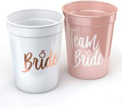 Bride & Team Bride Bachelorette Wedding Showers Party Cups 11 Pk Pink White 16oz