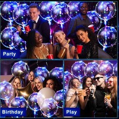 10PCS LED Light Up BOBO Balloons Transparent Bubble Balloon for Home Party Decor