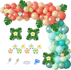 Tropical Balloon Garland Arch Kit, 12″10″5″ Rose Gold Blush Blue Balloons Artifi