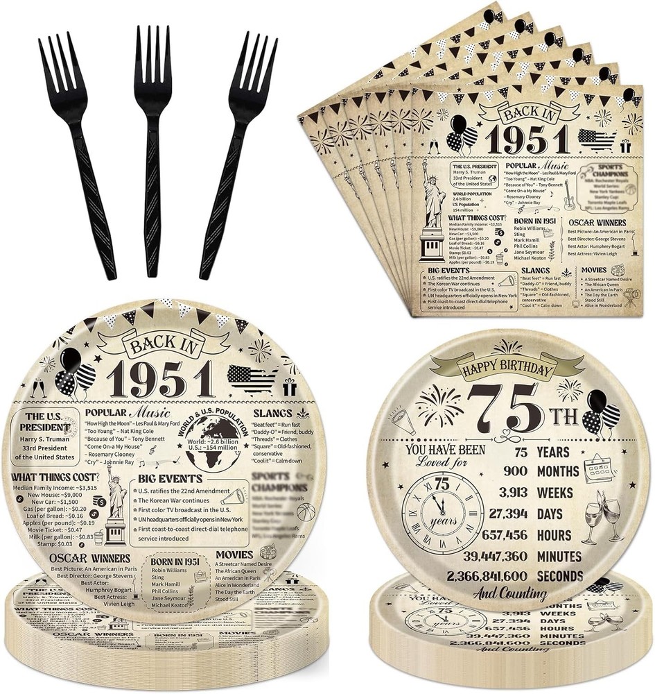 75th Birthday Decorations for men women, Vintage 96PCS Back in Vintage 75th