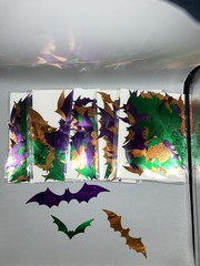 Lot Of (5) 72 Piece Foil Bats With Stickers To Hang. 3 Sizes. 3 Colors 001