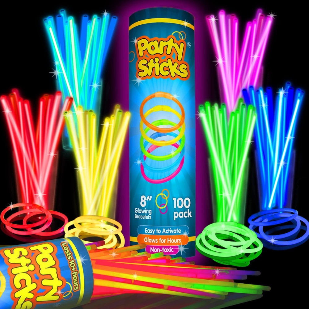 Glow Sticks Party Supplies 100pk – 8 Inch Glow in the Dark Light Up Sticks Pa…