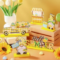 6 Pcs Lemon Decorations Lemon Gnome Wooden Table Centerpiece Hello Summer Lem…