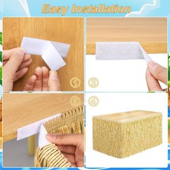 2 Pieces Grass Table Skirt Roll 36 Feet x 29.5 Inch Fringe Banner Natural