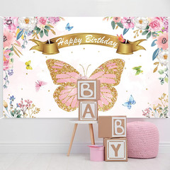 Butterfly Birthday Party Backdrop Decorations Pink and Purple Butterfly Theme Pa