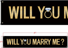 Proposal Banner Will You Marry Me Ring Banner 6Feet | Propose Decorations Suppli