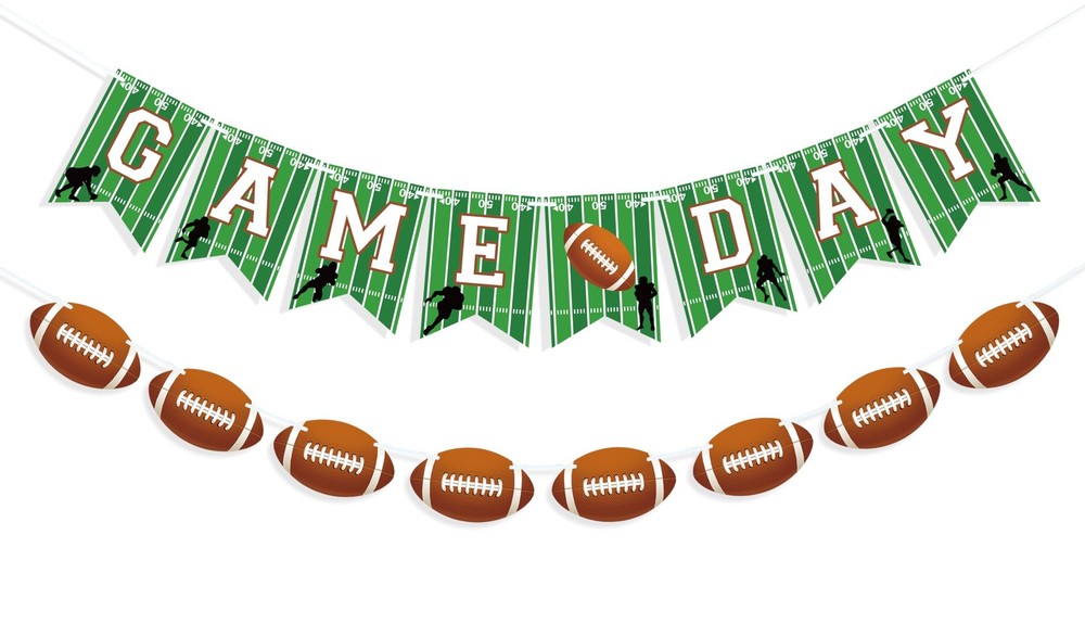2 Pieces Game Day Banner Football Garland for Football Party Decorations, Spo…