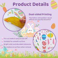 DC-BEAUTIFUL 184 PCS Easter Window Clings, 9 Sheets Double Sided Watercolor
