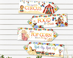 4 Carnival Circus Party Decoration Arrows Signs