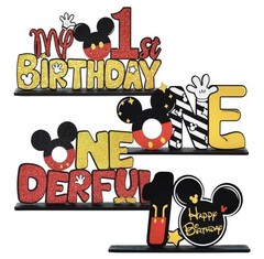 TONIFUL~Mouse 1st Birthday Party ONE Table Centerpieces Wooden Decor~Red Mouse