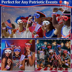 TURNMEON 248 Pcs 250th Anniversary 4th of July Light Up Party Favors, 24 Red Whi