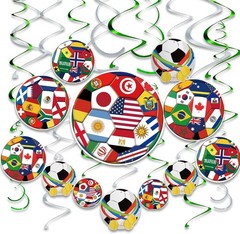 AhfuLife 24pcs Soccer Hanging Swirls for Party Decorations 2026, ys/m, 24 Pcs