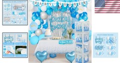 All-In-One Baby Shower Decorations Kit – Blue 165 Pcs