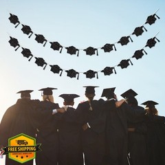 Vofrise 2026 Black Glitter Graduation Banner, Congrats Grad