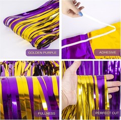 2 Pack Purple & Gold Foil Fringe Door Curtain Birthday Graduation Party Backdrop