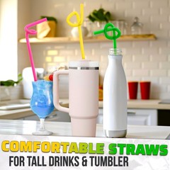 200 Pcs Extra Long Straws Disposable – Flexible Long Plastic Straws, Stretcha…
