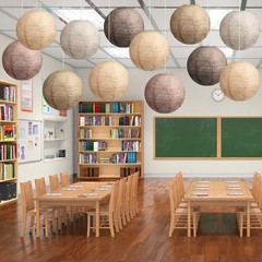 12 Pcs 8″ Burlap Hanging Paper Lanterns – Boho Party Decor for Classroom, Weddin