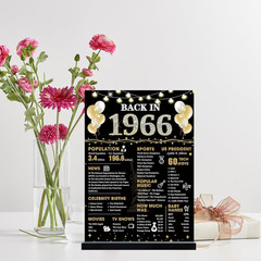 60Th Birthday Decorations Gift for Women Men, Black Gold Back in 1966 Poster Acr