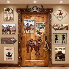 Western Party Decorations, Wild West Cowboy Rodeo Wall Signs Funny Tags for Part
