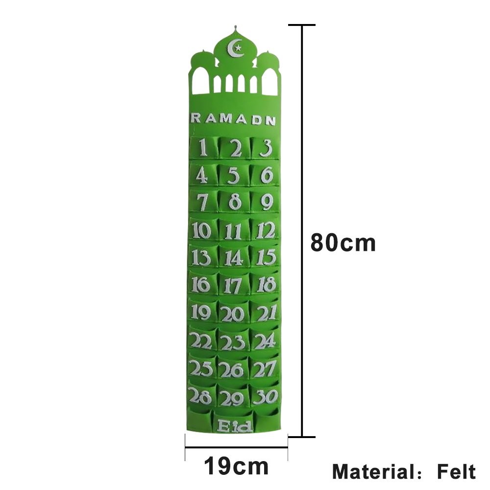 Eid Mubarak Advent Calendar 30days Hanging Felt Countdown ramadan decorations TL
