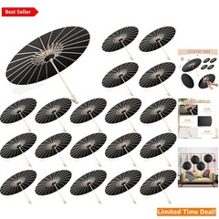 Paper Parasol Umbrellas for Wedding and Photography 23.6 Inch Black Set of 20