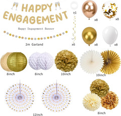 Engagement Party Decorations Glitter Champagne Gold Happy Engagement Banner