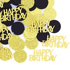 Happy Birthday Party Confetti for Table Glitter Black and Gold Sprinkling