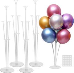 4 Sets Balloon Stand Kit for Table, Balloon Sticks with Base Birthday Graduation