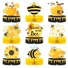9-Piece Bumble Honeycomb Centerpieces – Table Decorations for Birthday Party,…