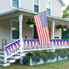 4th of July Decorations 2Pack 40Ft Red White and Blue Fringe Backdrop Banner for