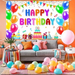 Happy Birthday Banner Backdrop Decorations Flag Outdoor 71×44 Inch,Colorful R…