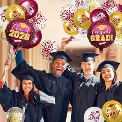 Maroon and Gold Graduation Balloons Graduation Decorations 2026, 51Pcs Grad L…