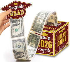 Graduation Decoration Class of 2026 Money Box – Maroon and Gold Graduation Money
