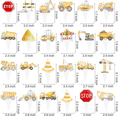 48Pcs Construction Cupcake Toppers Construction Birthday Party Dump Truck Theme