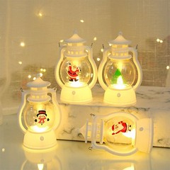 4Pcs LED Electronic Candle Christmas Decoration Santa Snowman Portable Oil Lamp