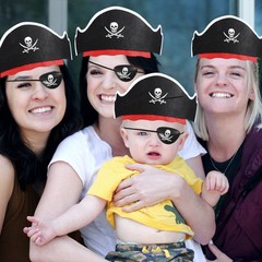 36 Pcs Pirate Costume Set – Classic Skull Print Hat, Eye Mask, 18 Pcs Captain…