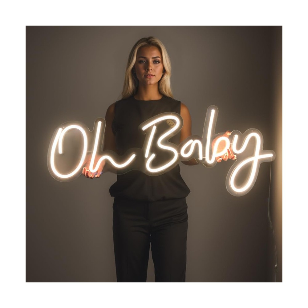 DIVATLA 38″x15″ Super Large Oh Baby Neon Sign for Baby Shower Backdrop, Oh Ba…