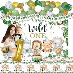 241PCs Wild One Birthday Decorations Boy,ungle Safari Animal Themed 1st Party