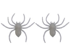 2 x GLOW IN THE DARK SPIDERS 11cm x 10cm x 2cm HALLOWEEN DECORATION PROP SPIDER