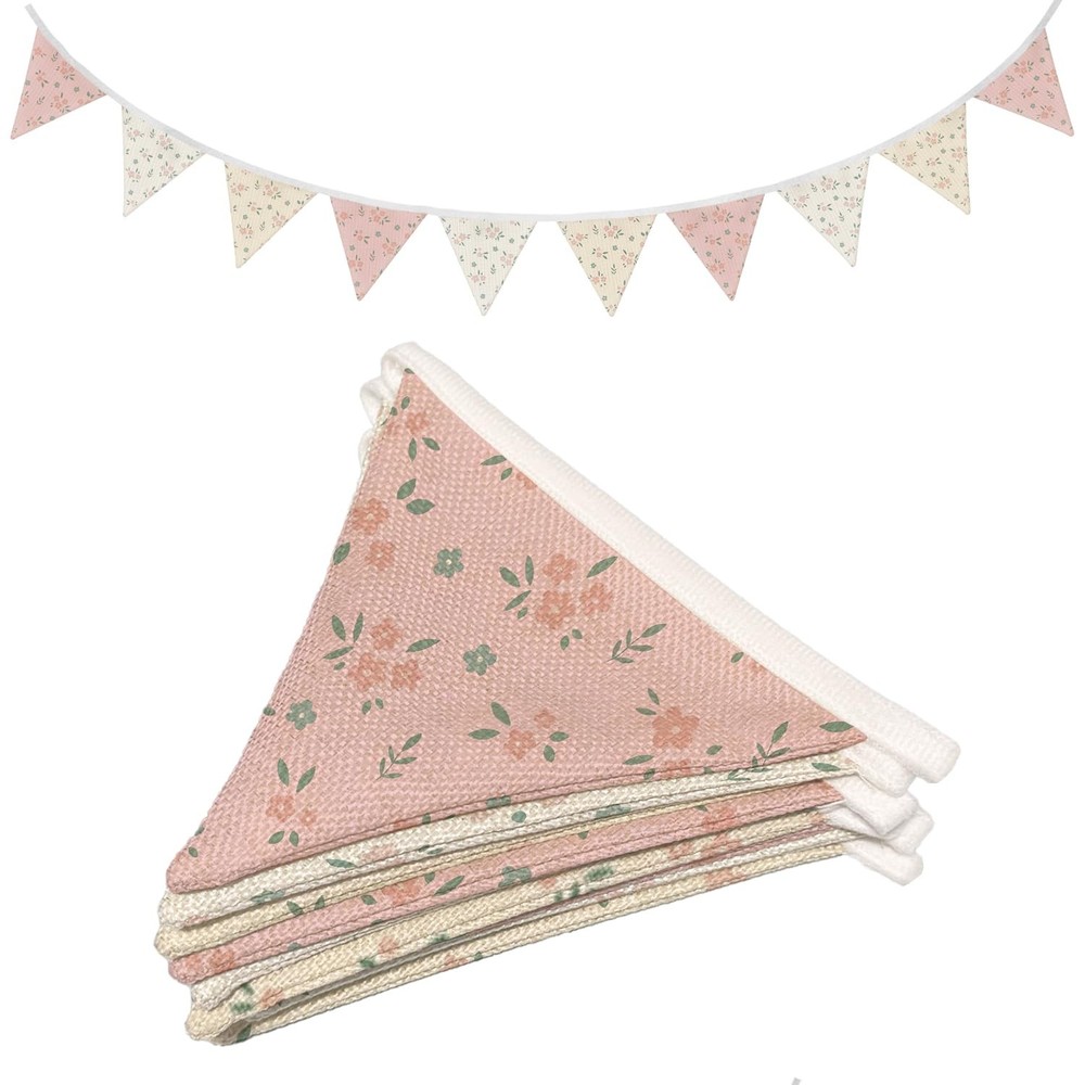 Nursery Wall Art Decor,Pink Wildflower Pennant Banner Flags,Toddler Room Deco…