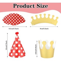 Adorable Pet Birthday Party Hat Set with 9 Cone Hats Pom Poms and 2 Paper Crowns