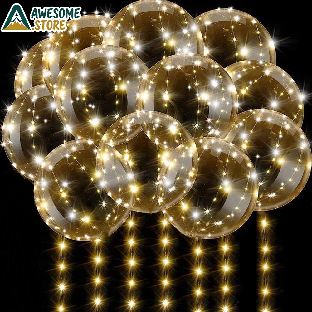 10 Packs LED Light Up BoBo Balloons Wedding Birthday Valentine’s Day Party Decor