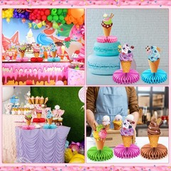 Faccito 10 Pcs Ice Cream Party Decorations 3D Ice Cream Drip Baseball Honeyco…