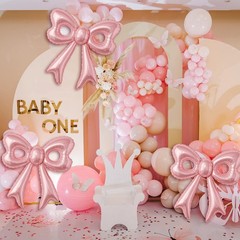4 Pcs Pink Bow Balloons, 31”Huge Bow Aluminum Foil Balloons for Birthday, Bab…