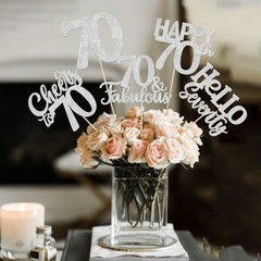 15 PCS 70th Birthday Centerpiece Sticks Silver Table Toppers Party Decor