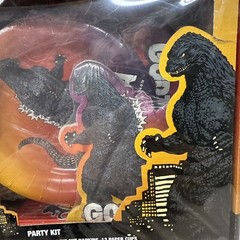 New & SEALED GODZILLA PARTY KIT 63 PC BANNER CUPS PLATES STRAWS NAPKINS Rare!