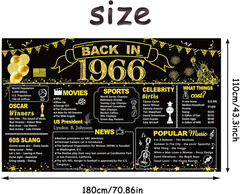 DARUNAXY 60Th Birthday Black Gold Party Decoration, Back in 1966 Banner 60 Year