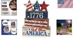 Versatile Independence Day Block Decoration – Wooden 1776 Table Centerpiece