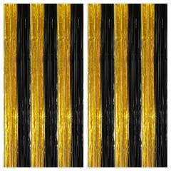 KatchOn, Xtralarge Black and Gold Streamers – 8×3.2 Feet, Pack of 2 | Black a…