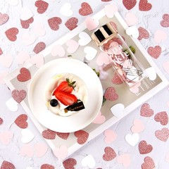 Rose-Gold Pink White Heart Confetti – 300pcs Valentines Mothers Day Engagemen…